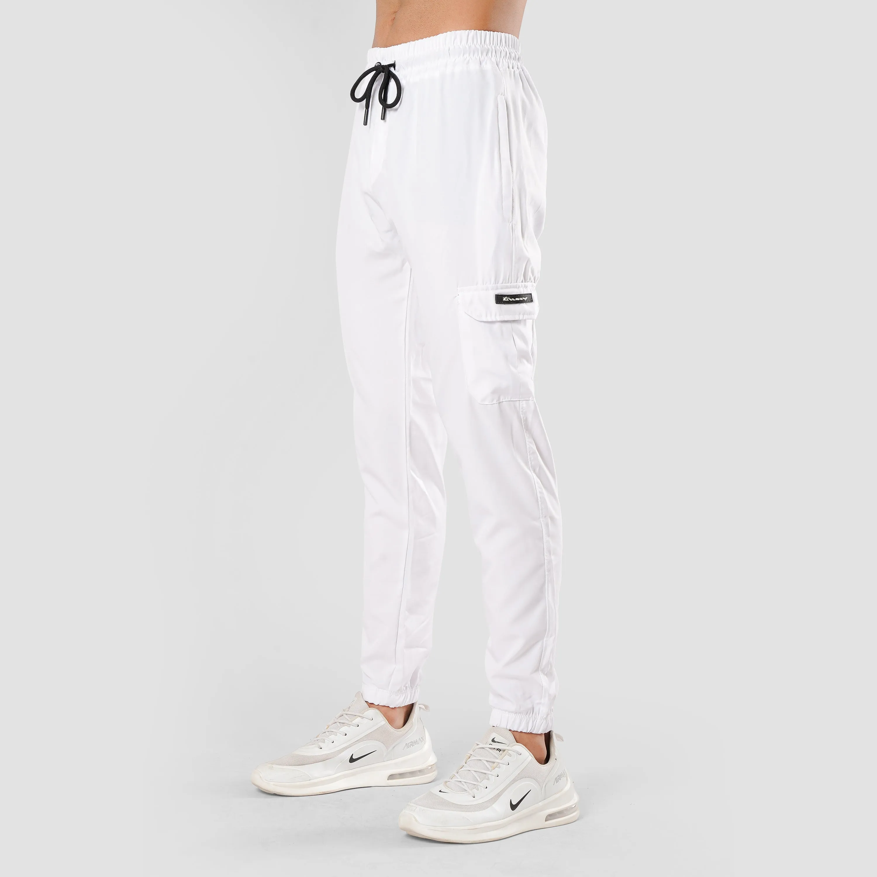 WHITE CARGO FLEX PANTS