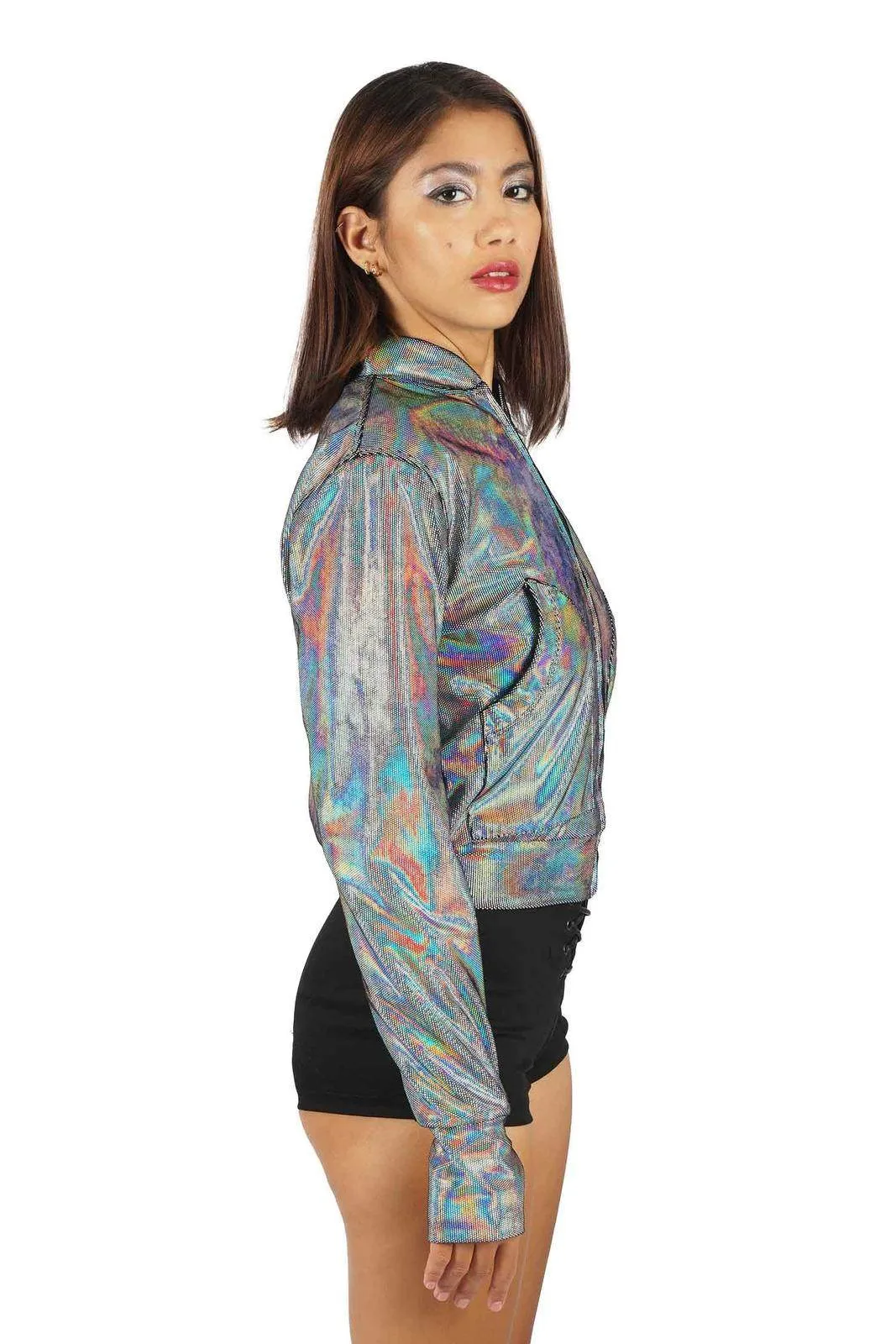 Womens Silver Bomber Jacket