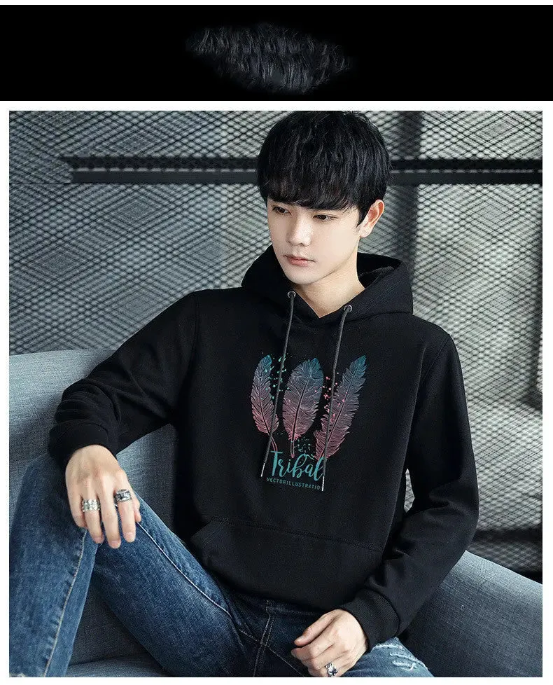 Young Men's Simple Pullover Hoodie