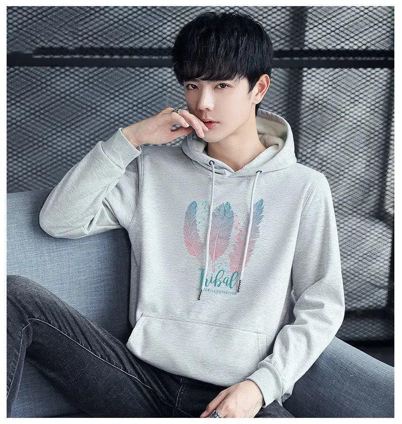 Young Men's Simple Pullover Hoodie